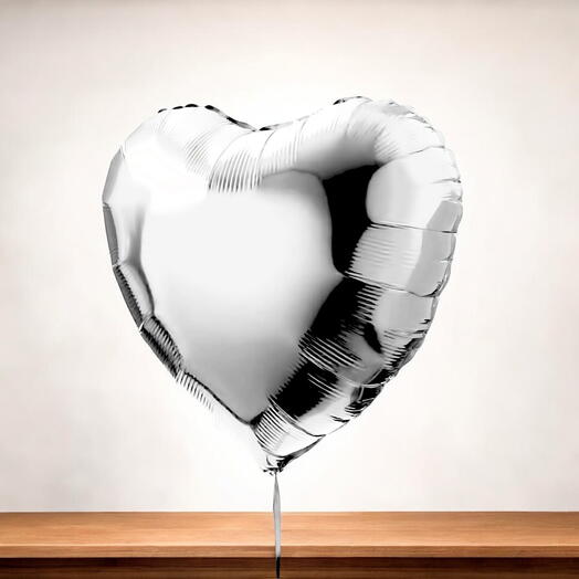 Silver chrome heart balloon