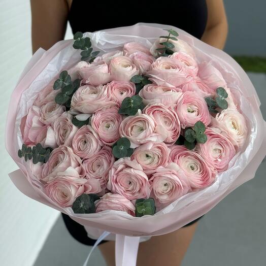 Bouquet Of Ranunculus And Eucalyptus