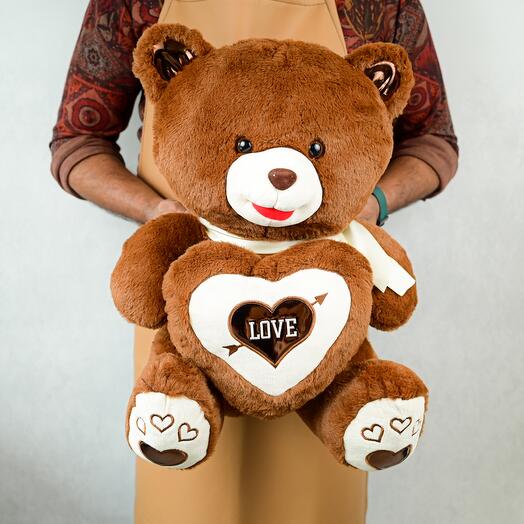 Light Brown Teddy with Heart Shape   Tie