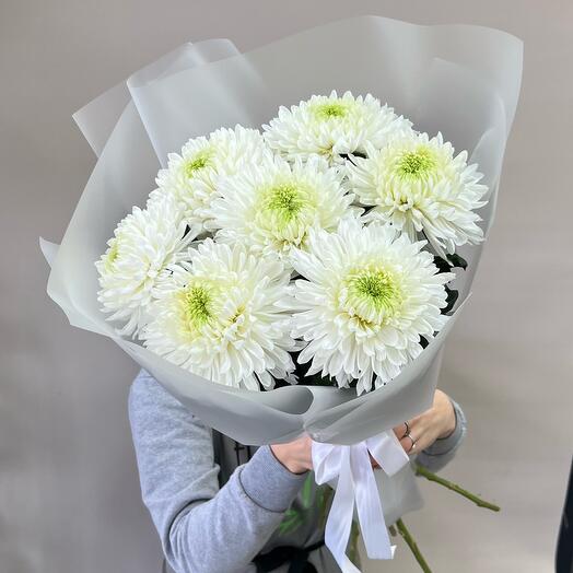 Монобукет из 7 одноголовых хризантем Магнум