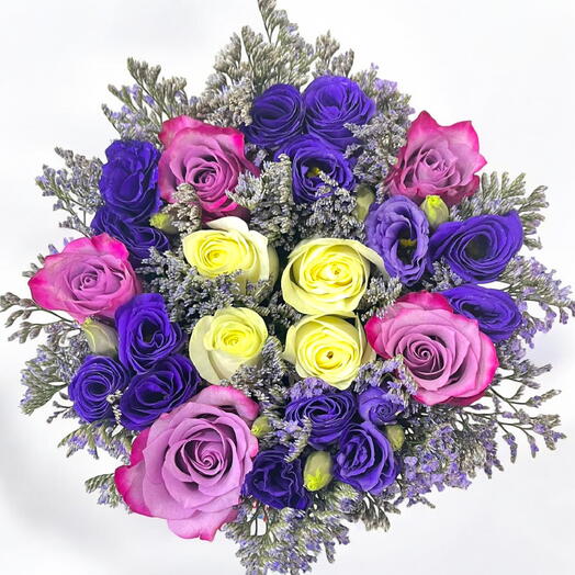 Elegant Purple Rose   Lisianthus Bouquet in Black Box