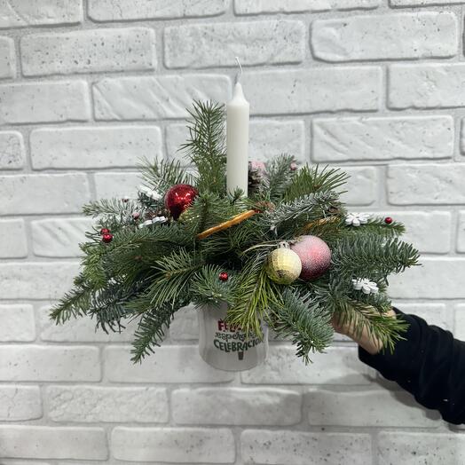 Новогодняя композиция в кружке