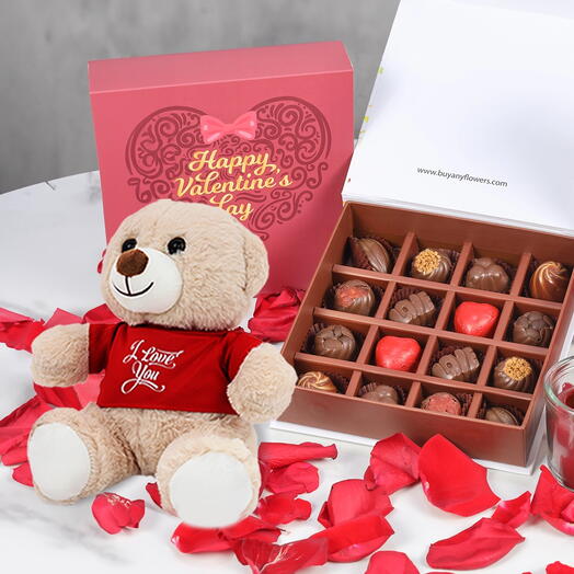 Valentine Premium Chocolates and I Love You Teddy