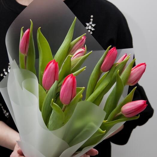 Букет красных тюльпанов, 9 шт., 45 см. Florentika