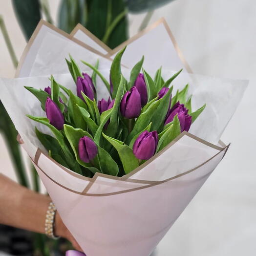 15 purple tulips