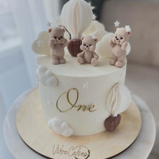 Pastel por un año familia de osos