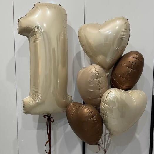 Шар цифра и 5 сердец