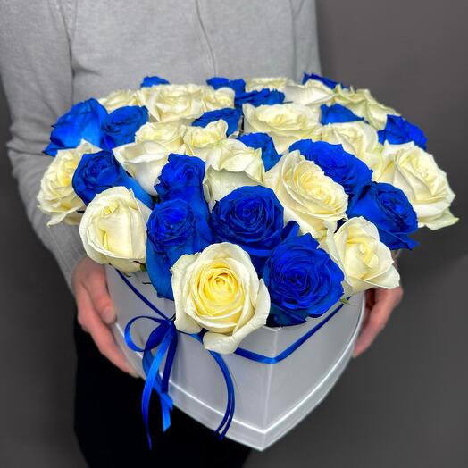 Синие и белые розы Сердце 💙