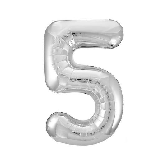 Фольгированный шар «Цифра» 5, Серебро