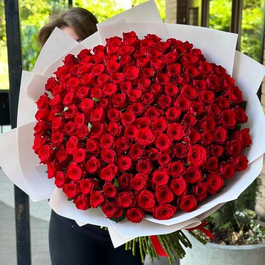 Букет из 201 красной Голландской розы