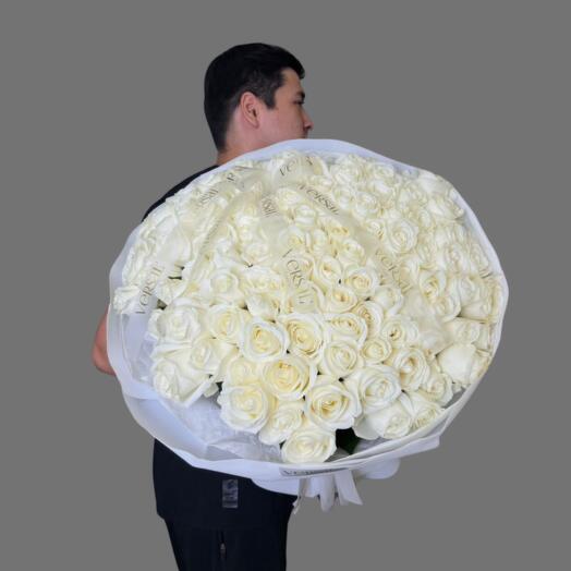 Букет Белоснежка из 101 Голландской розы