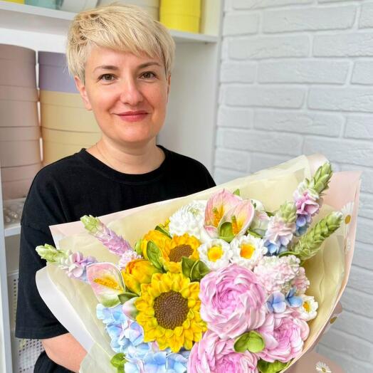 Электронный подарочный сертификат на  мастер-класс по зефирной флористике