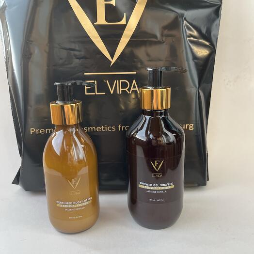 Набор косметики для тела «A Sensual Flower» жасмин ваниль.Лосьон для тела и гель суфле для душа ELVIRA. Подарок женщине