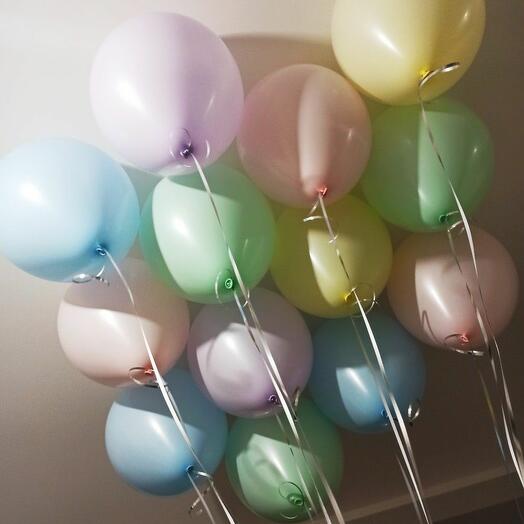 Гелиевые шары под потолок разноцветные пастель 20 штук