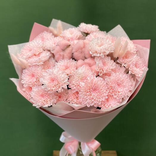 Зефирный букет из нежных хризантем на день рождения, букет маме, для любимой, для девушки