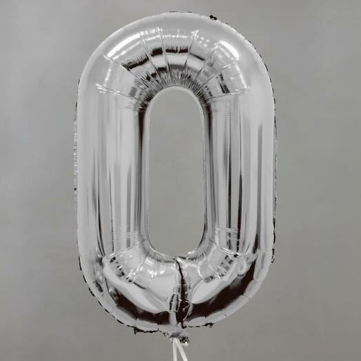 Шар цифра серебрянная 0, 102 см