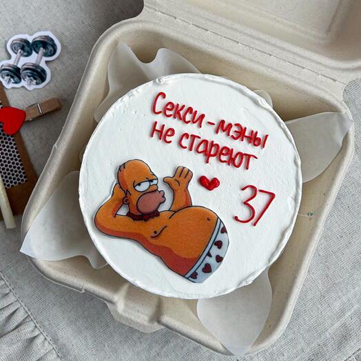 Бенто торт с юмором на день рождения «мэны не стареют» для любимого парня / брата / мужа