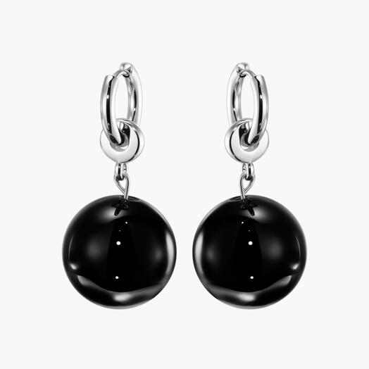 Серьги из черного агата