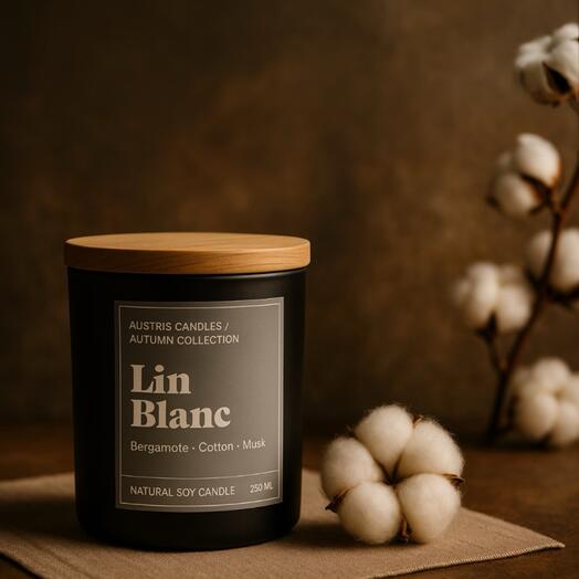 Autumn collection. Soy candle 250 ml, lin