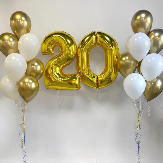 Цифра 20 и 2 фонтана