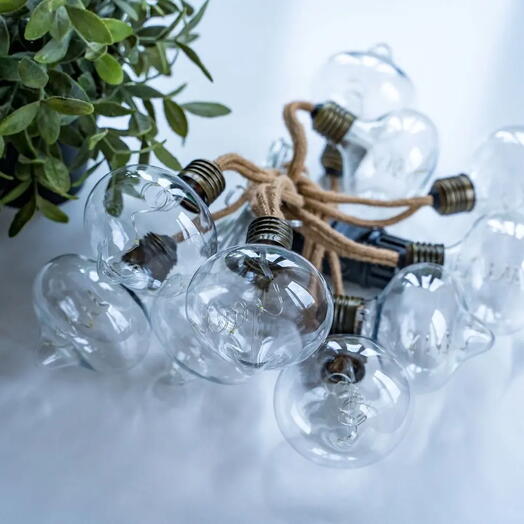 Электрогирлянда "Лампочки-луковки" на пеньковой верёвочке, 10 прозрачн