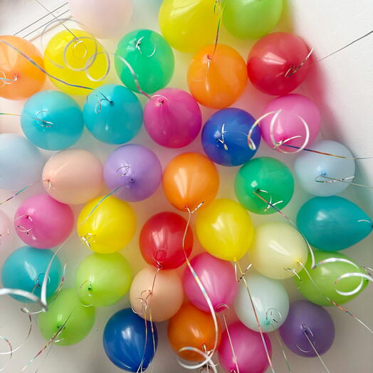 Воздушные шары под потолок 50 шт 🎈 Ассорти с гелием, разноцветные шарики для дня рождения, праздника, оформления зала