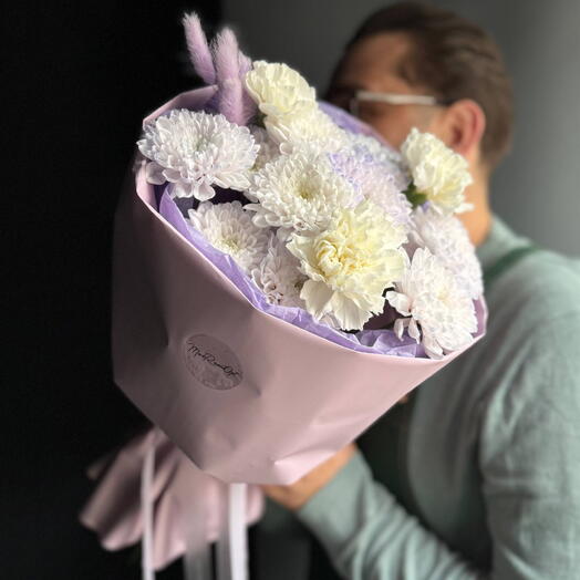 Букет комплимент/хризантема кустовая/диантусы/сухоцветы/Цветы Магнитогорск/доставка Магнитогорск