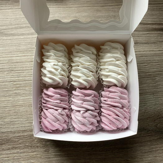 Зефир ручной работы на День матери ваниль/черная смородина упаковка 6шт