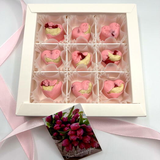 Шоколадные сердечки с орешками/сублиматами