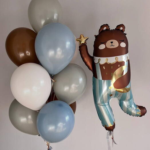 🧸🎈 Набор «Мишка и 10 шаров»