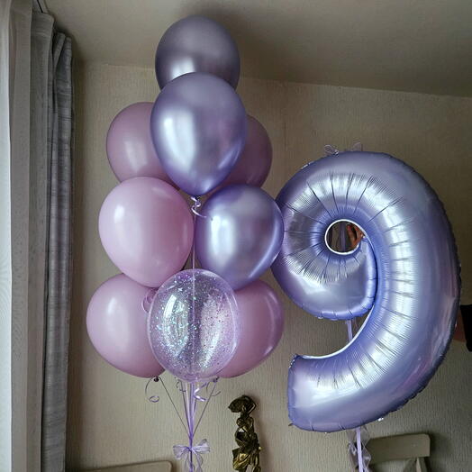 Сиреневые,лавандовые шары на 8месяцев,9лет ребенка,малышки,дочки,девочки-11шаров