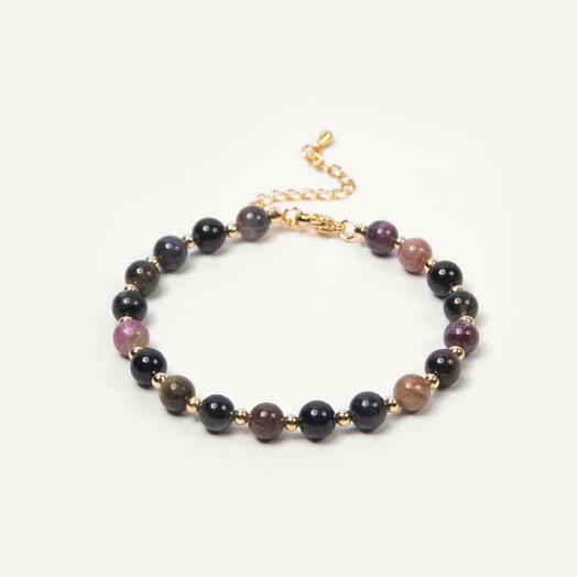 Браслет Самшит Турмалин микс 14K 19 см (BRA1146)
