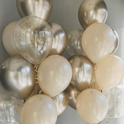 Soft Beige Celebration – Helium Balloon Set (24 balloons)