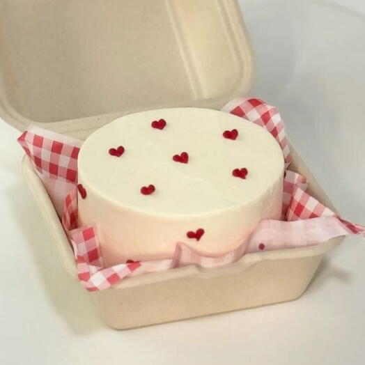 Бенто-торт с сердечками, клубничный, 350 г