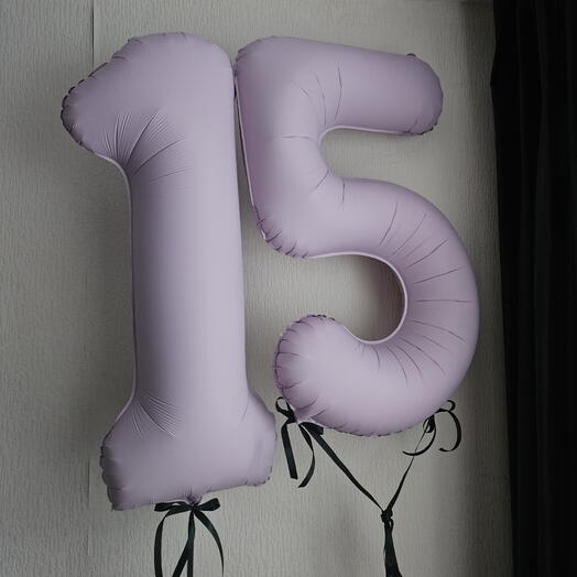 Воздушные шары розовые матовые цифры на 15лет девочки, дочки-2шара