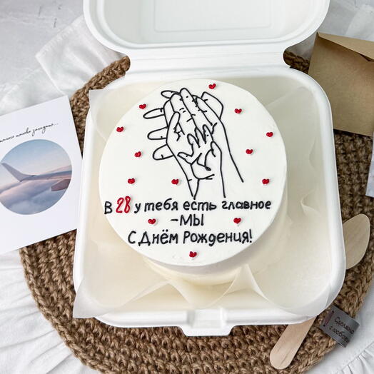 Бенто торт на день рождения с рисунком ладоней