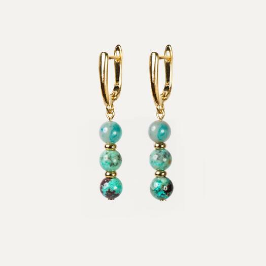 Серьги Самшит Хризоколла 14K (EAR1160)