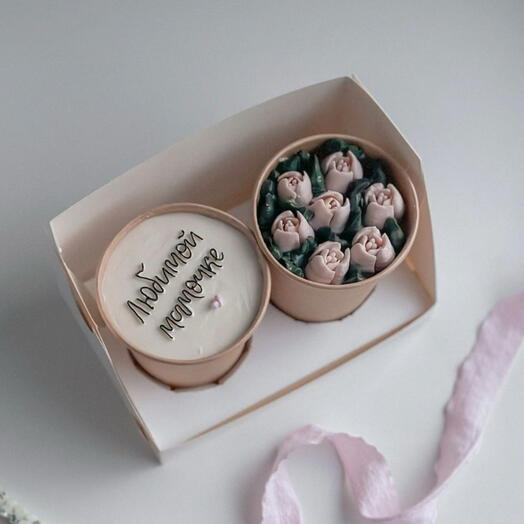 Торт в стакане (cake to go) с тюльпанами к 8 марта