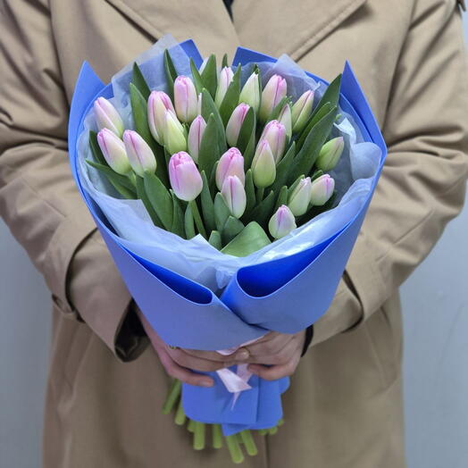Букет нежно-розовых тюльпанов (25 шт.)