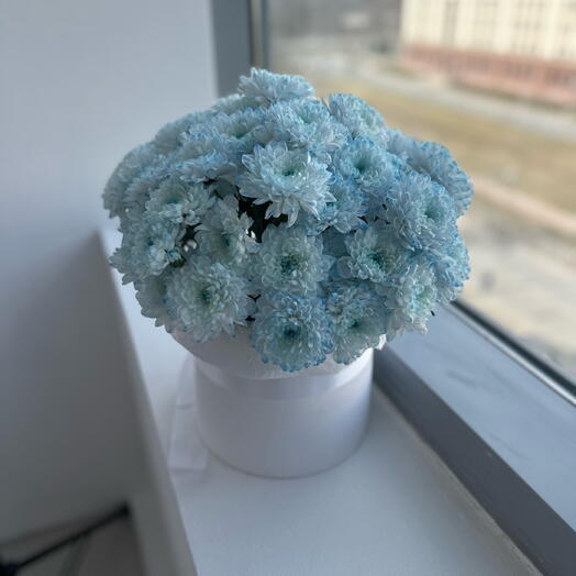 Шляпная коробка с лавандовой кустовой хризантемой (N 139)