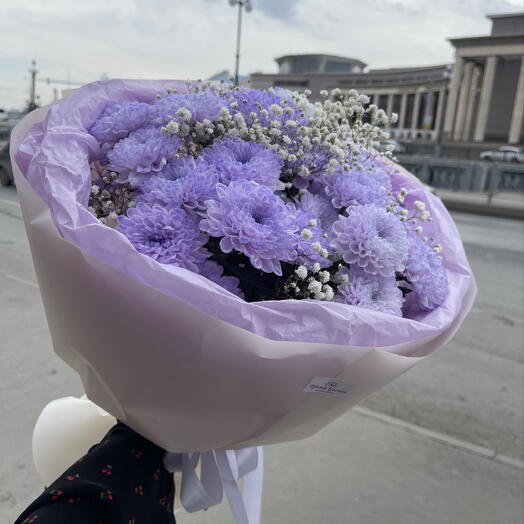 Букет «Лавандовый рай» из хризантем 💜
