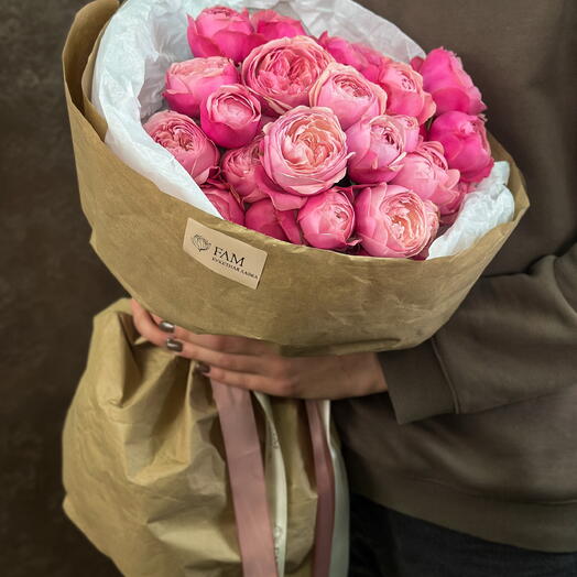 Монобукет кустовой пионовидной Роза Silva Pink