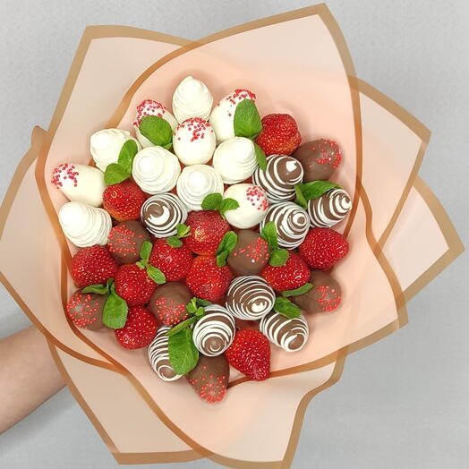 Букет из Клубники в шоколаде/ мята/некрупная сезонная клубника 🍓🍓🍓