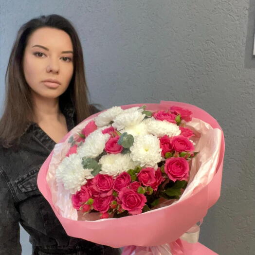 Кустовая Роза с хризантемой