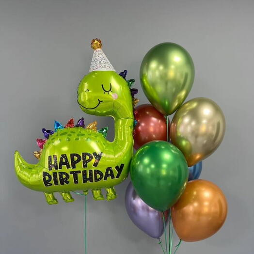 Шары с Дино Happy birthday