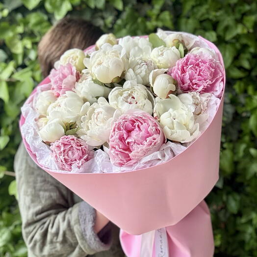 ВАУ Букет ароматных сортовых белых и розовых пионов💓