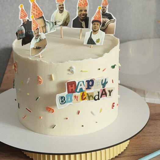 Торт happy birthday 1,5 кг с фото парню, девушке, мужу, Жене, на день рождения, на юбилей, маме, папе, бабушке, другу, подруге