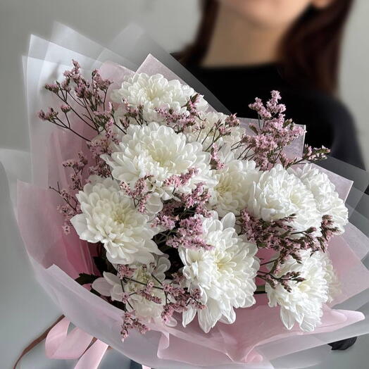 Букет с хризантемой и лимониумом 🌸