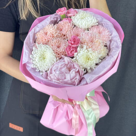 Букет с пионом розовое настроение 🩷🌷