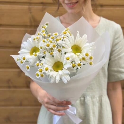 Букет из ромашки микс мини